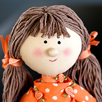 Handmade Fabric Doll with Polka Dot Dress